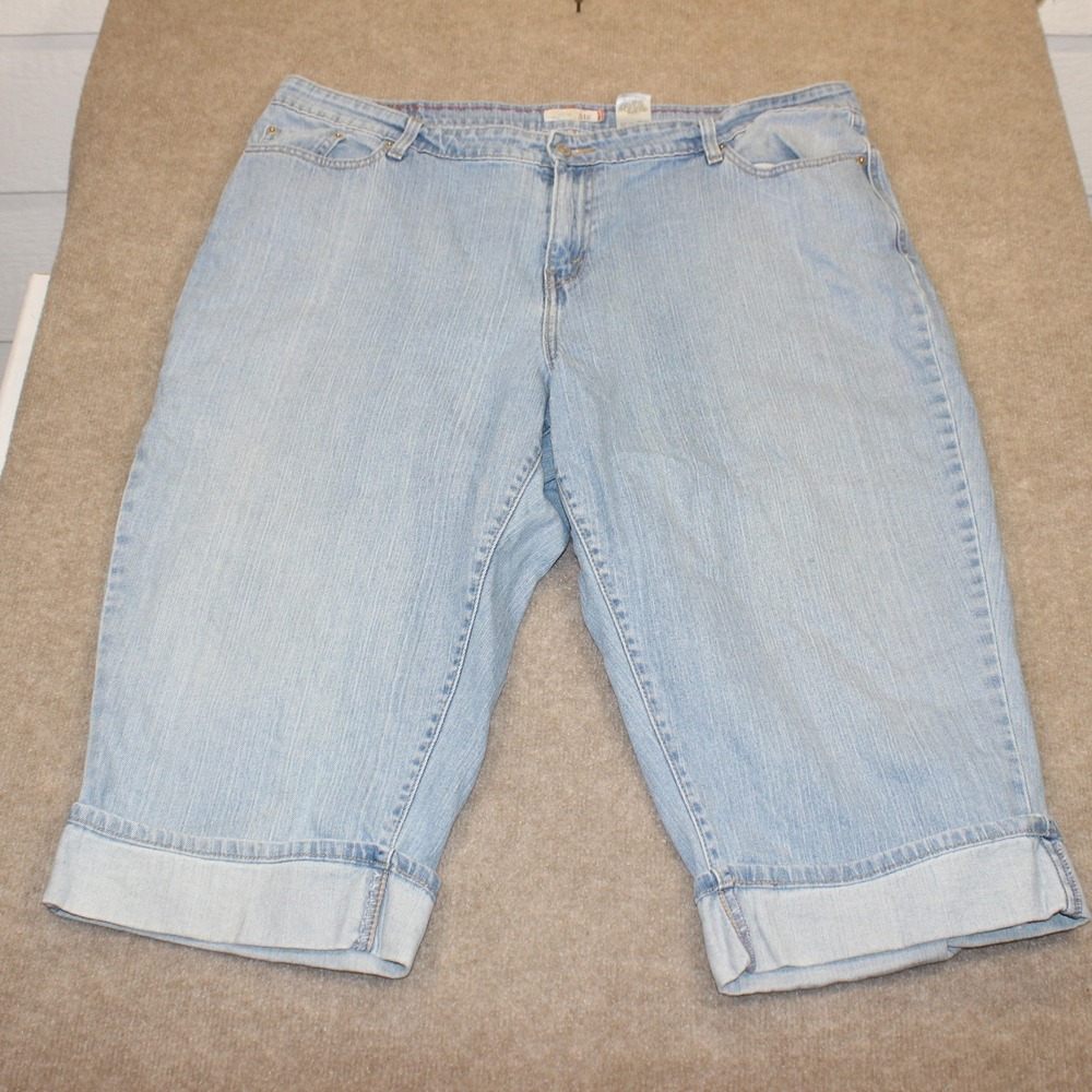Levis 515 Capri Jeans Womens 24 Light Wash Blue Denim Cuffed Cropped Pants